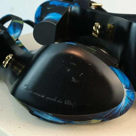 Dolce & Gabbana Keira Floral Ankle Strap Platform Sandals, Blue, Size 40 - Picture 10 of 13